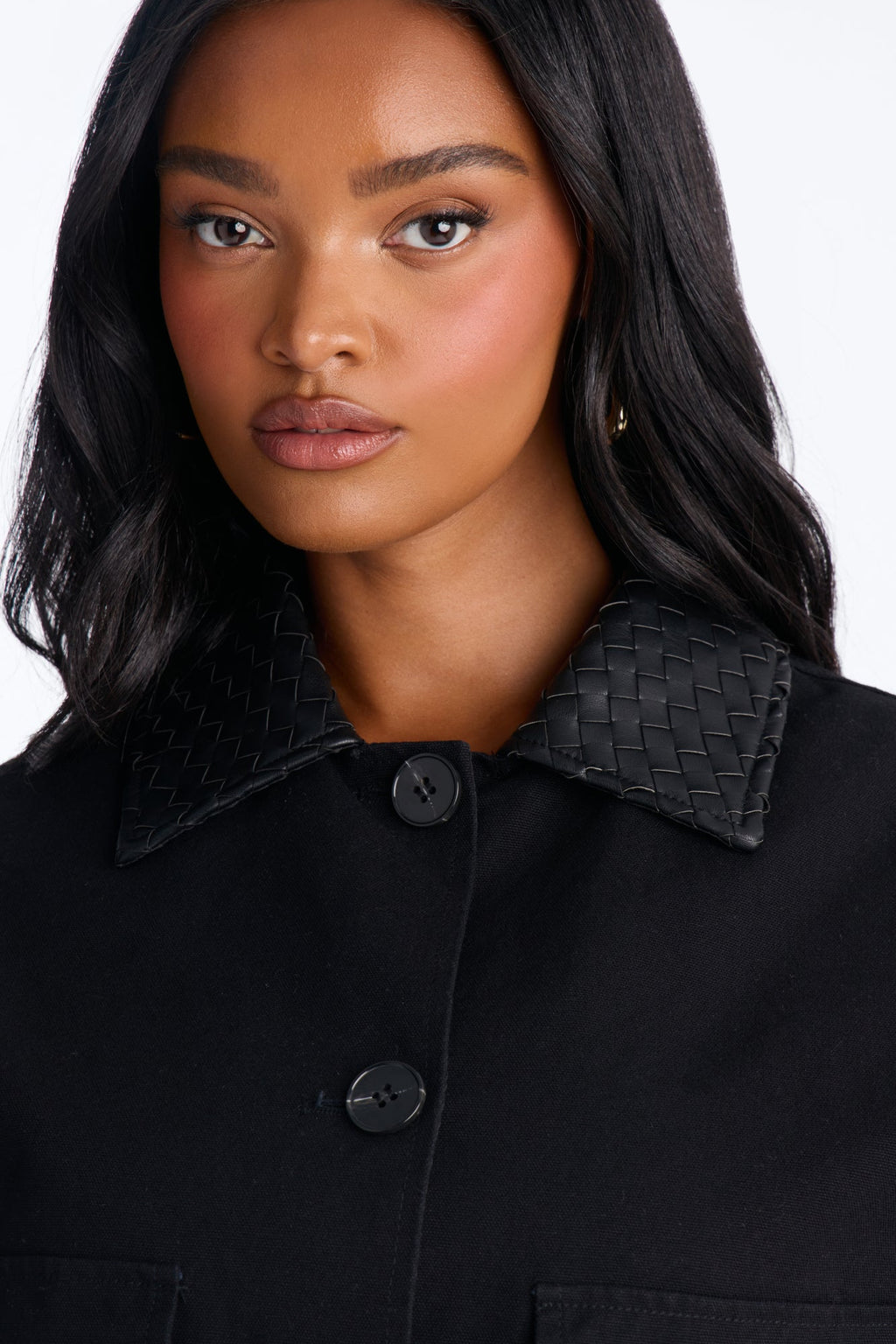 Classic Edge Cropped Trench Coat - Black