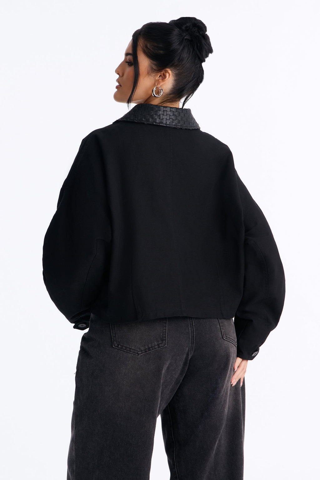 Classic Edge Cropped Trench Coat - Black