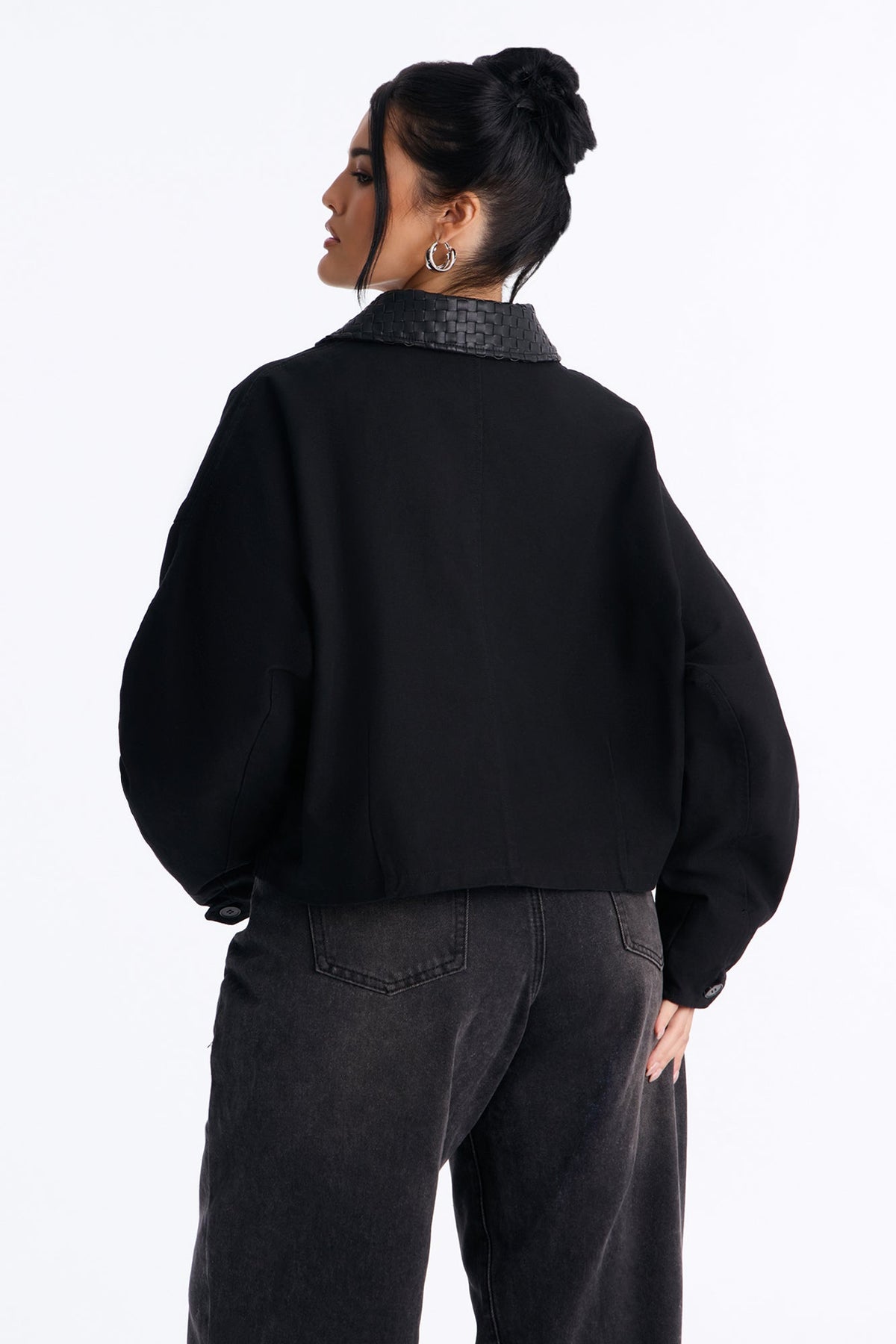 Classic Edge Cropped Trench Coat - Black