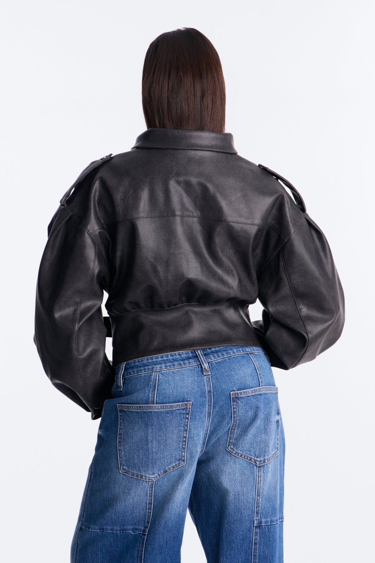 The Everywhere Faux Leather Funnel Neck Moto Jacket - Black