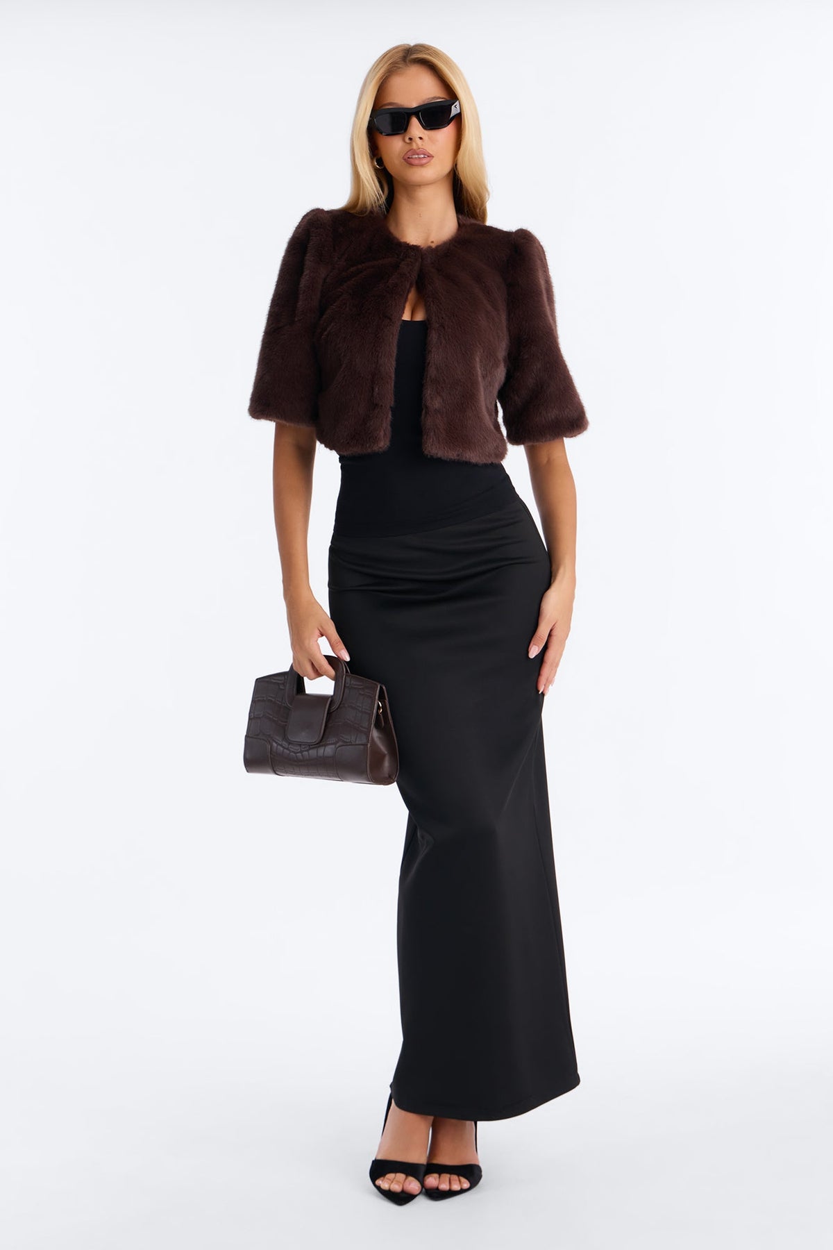 Sexy Or What Faux Fur Cropped Bolero - Chocolate