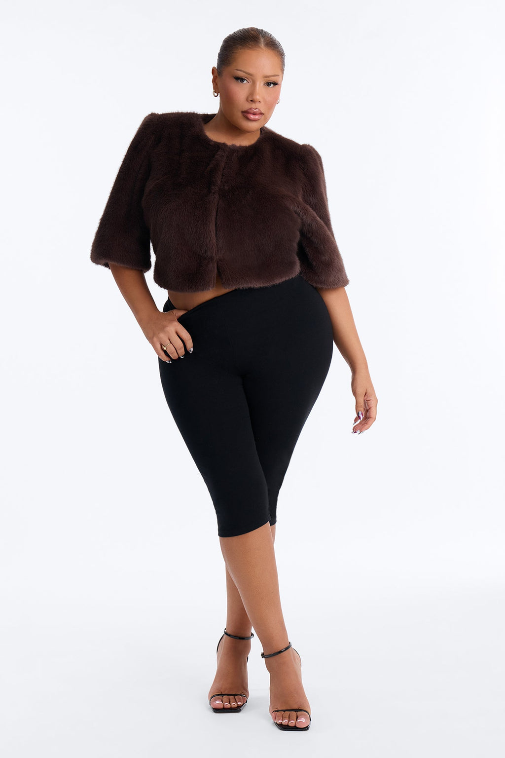 Sexy Or What Faux Fur Cropped Bolero - Chocolate
