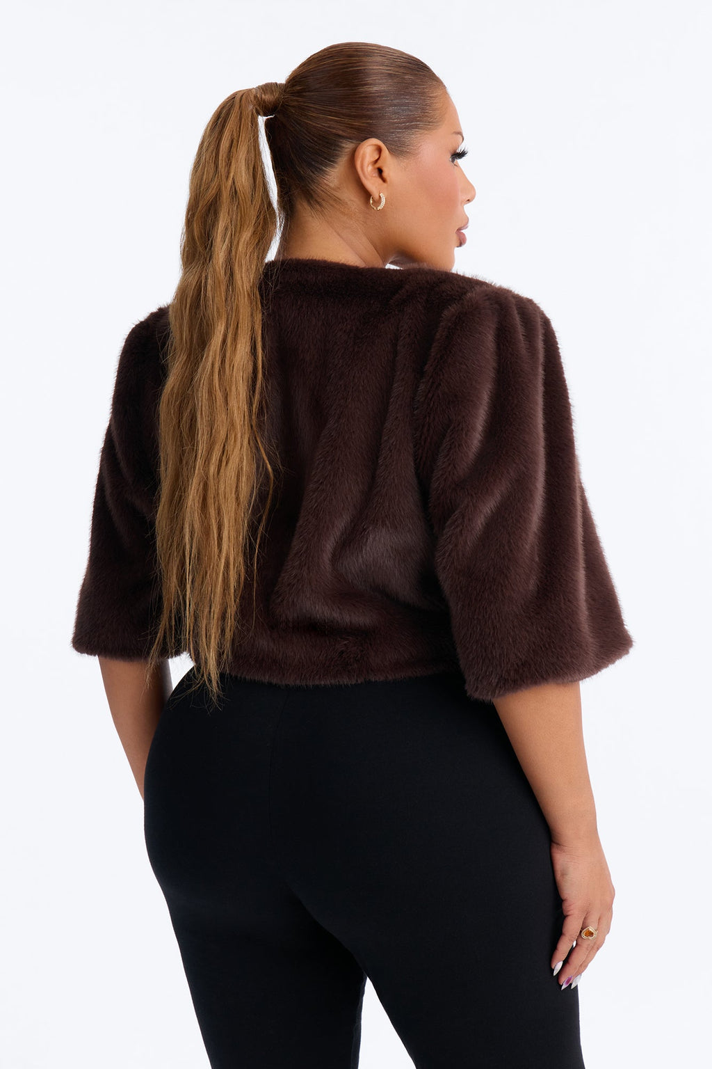 Sexy Or What Faux Fur Cropped Bolero - Chocolate