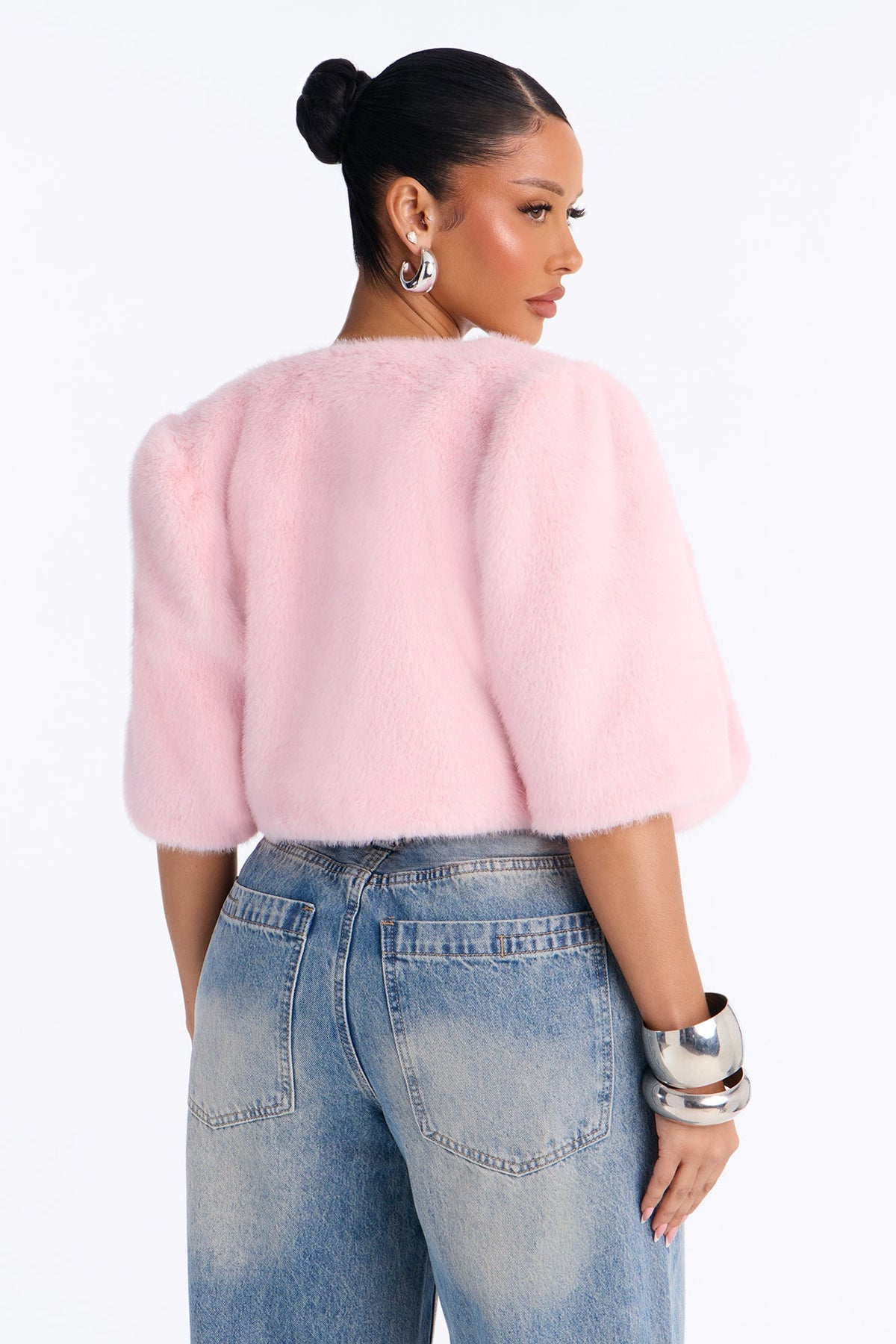 Sexy Or What Faux Fur Cropped Bolero - Light Pink