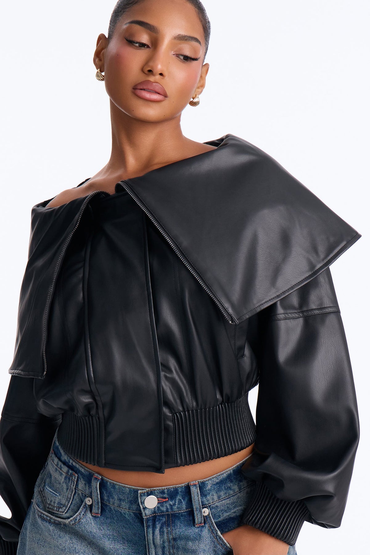 Ready Or Not Faux Leather Cropped Moto Jacket - Black
