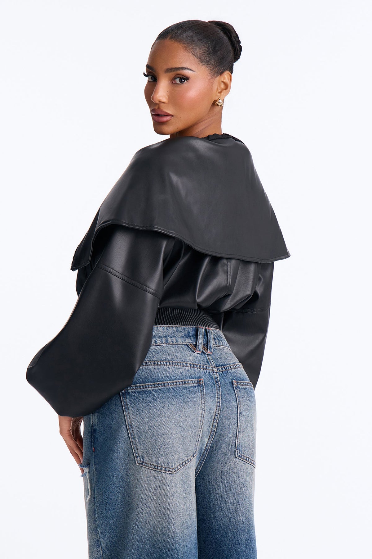Ready Or Not Faux Leather Cropped Moto Jacket - Black
