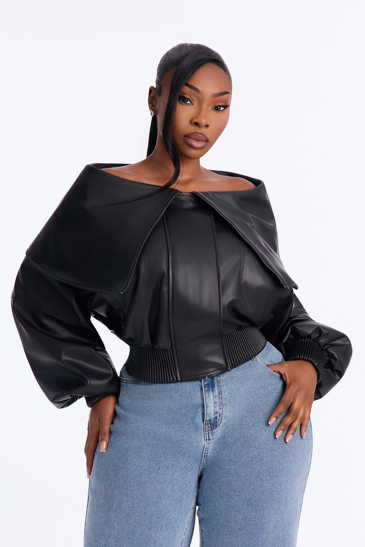 Ready Or Not Faux Leather Cropped Moto Jacket - Black