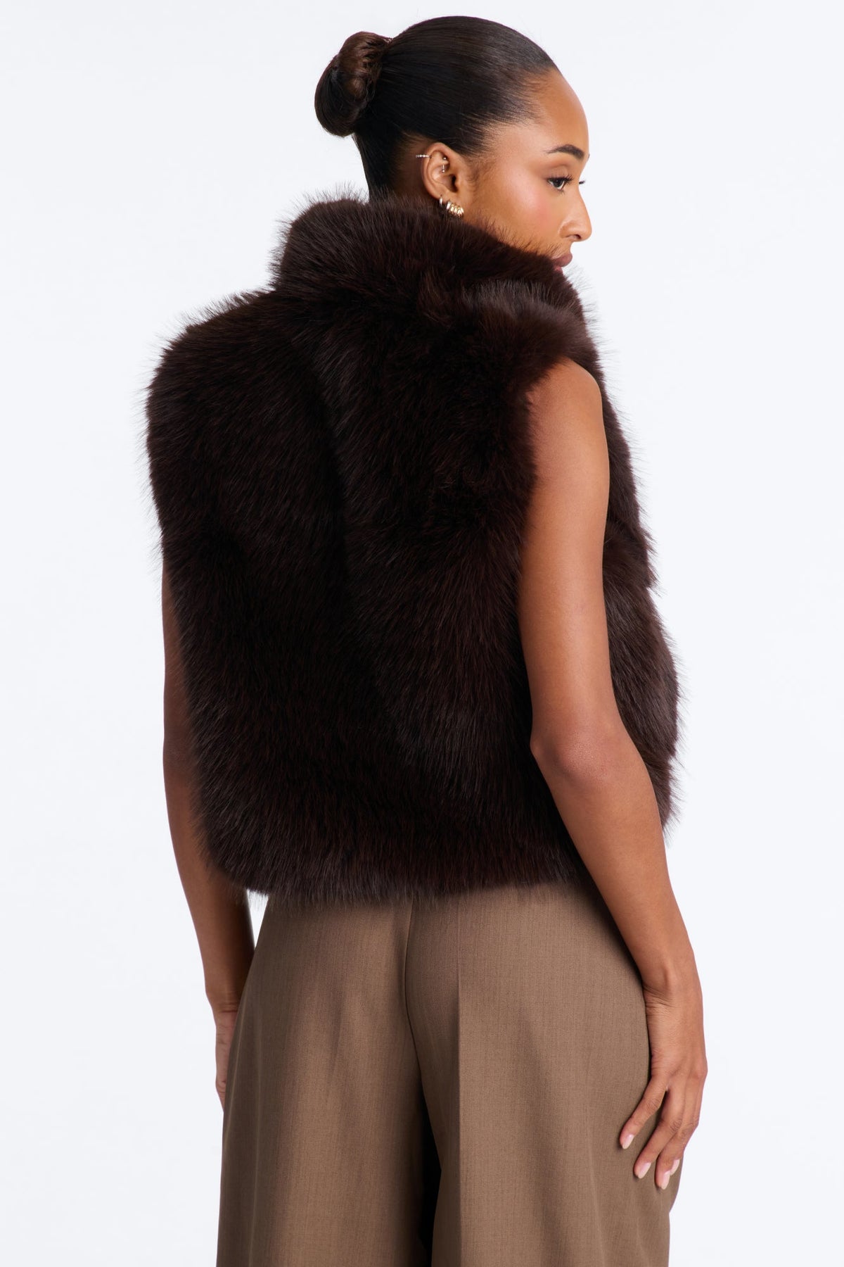 Midnight Moves Faux Fur Vest - Chocolate
