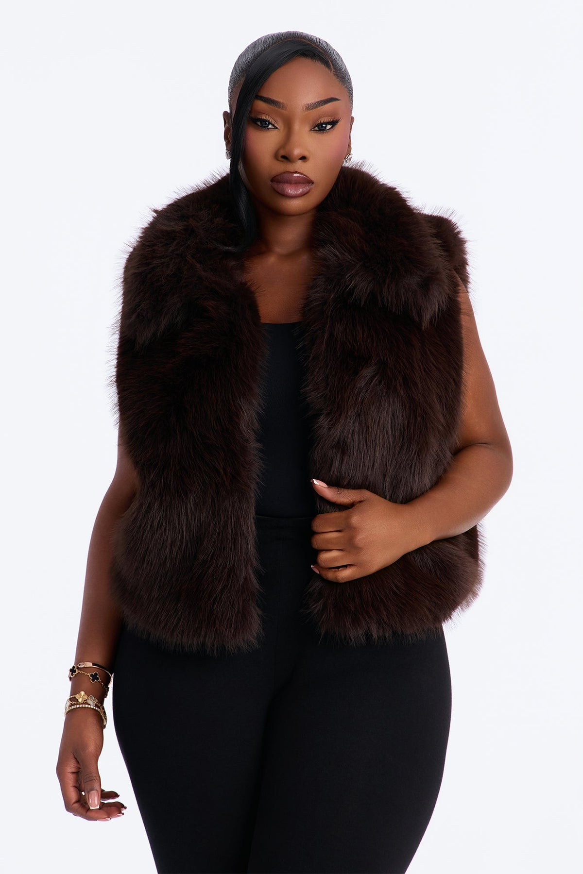 Midnight Moves Faux Fur Vest - Chocolate