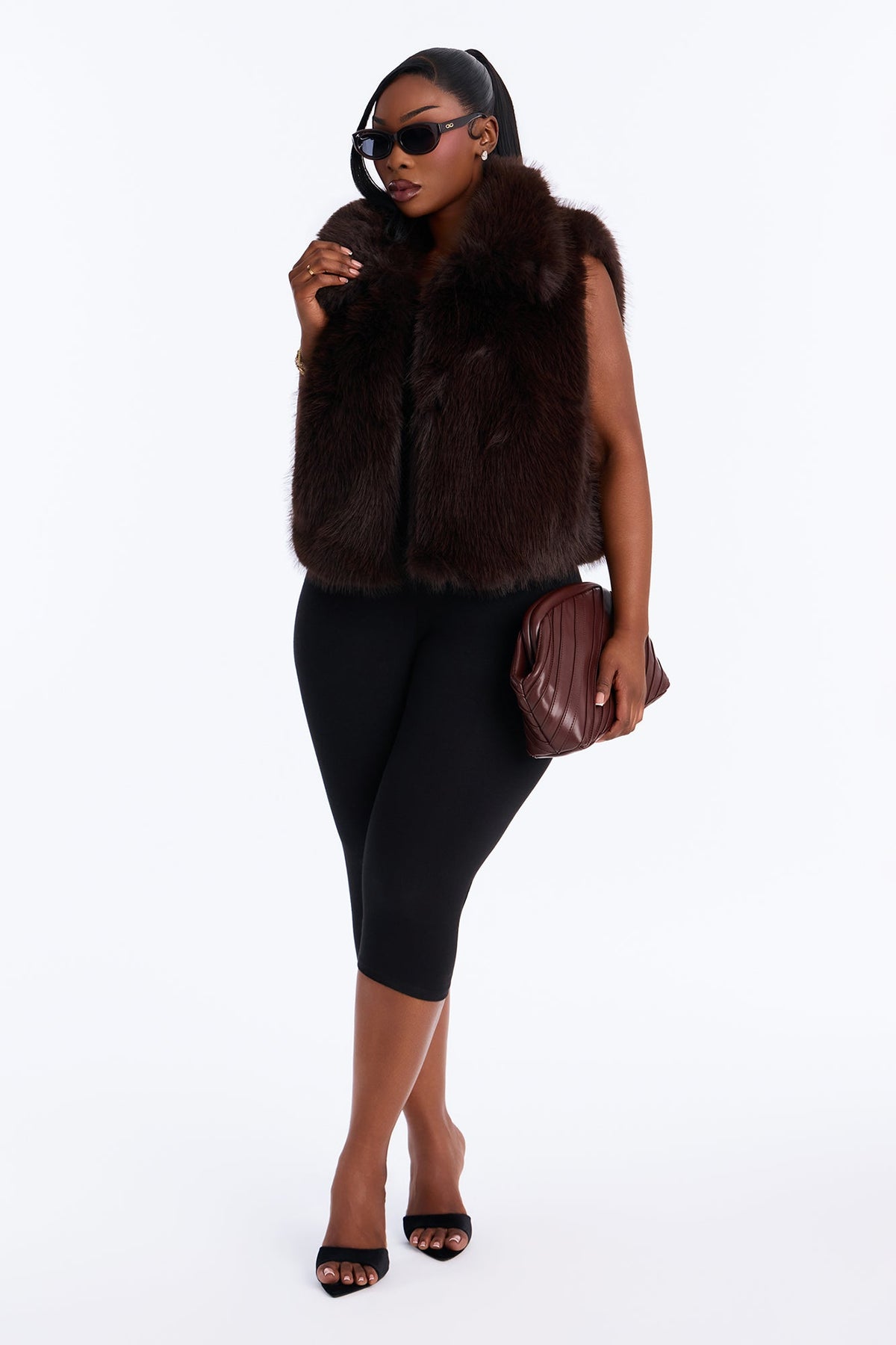 Midnight Moves Faux Fur Vest - Chocolate