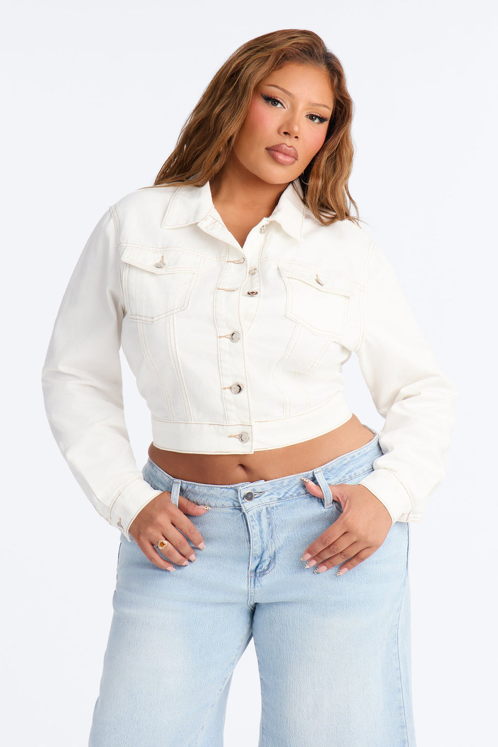 Blame Game Denim Trucker Jacket - White