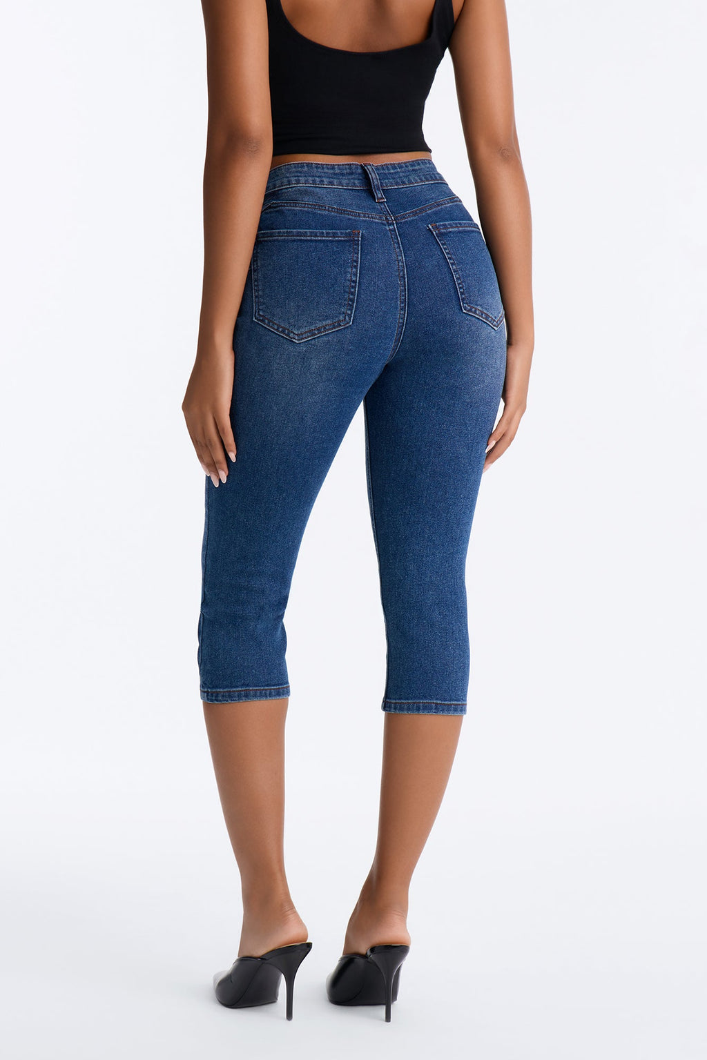Vibe Check Curvy Stretch Capri Jeans - Dark Wash