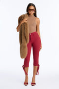 Classic Color High Waist Bow Tie Capri Jeans - Raspberry