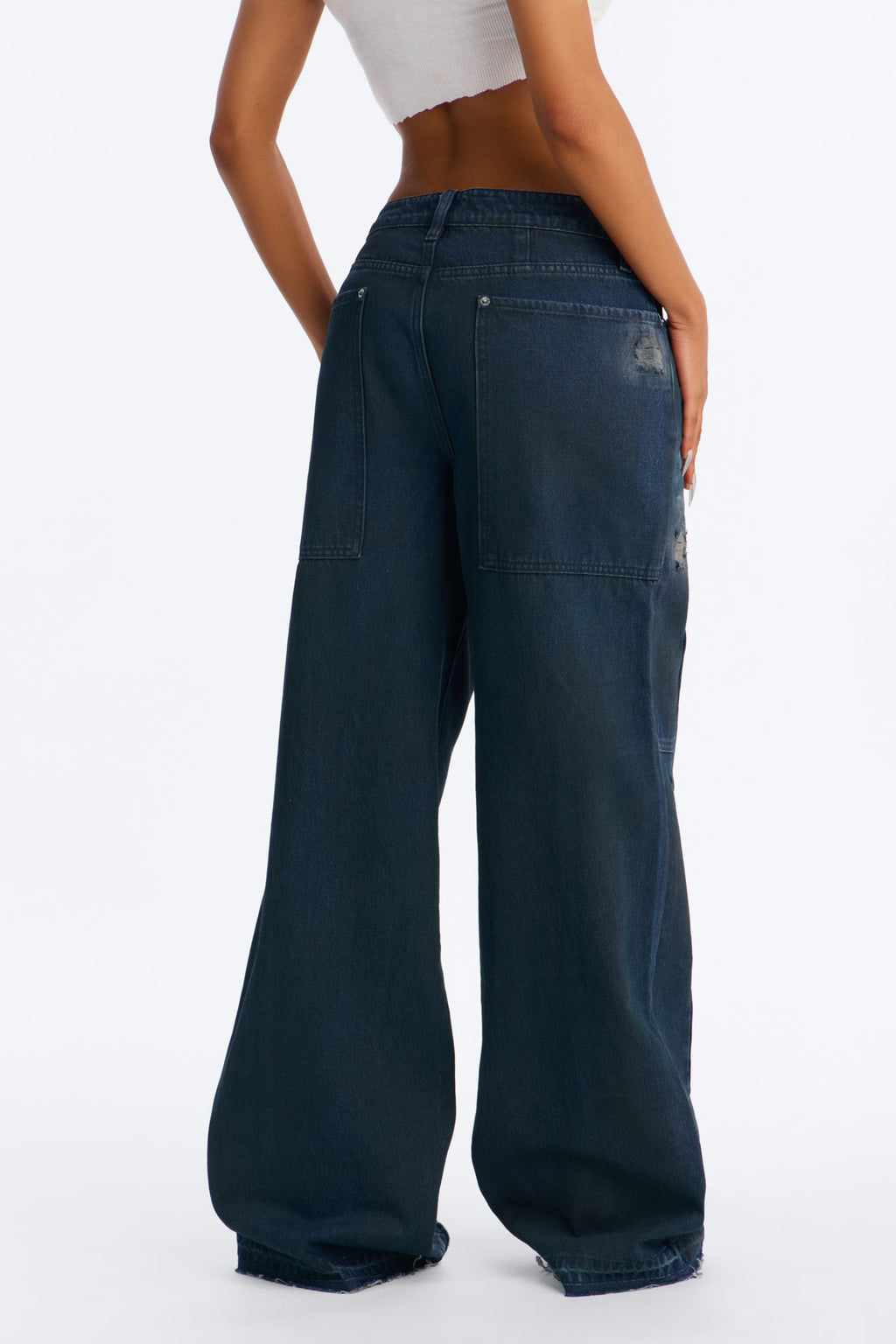 Bowery Baggy Ripped Jeans - Dark Wash
