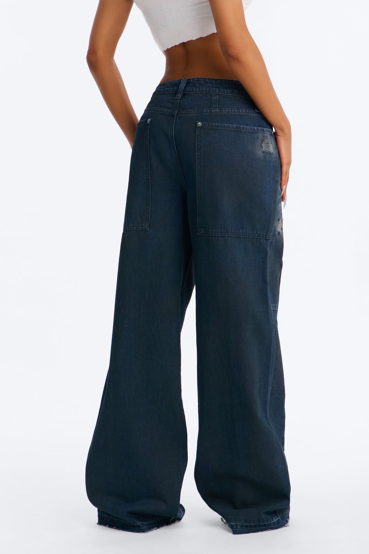 Bowery Baggy Ripped Jeans - Dark Wash