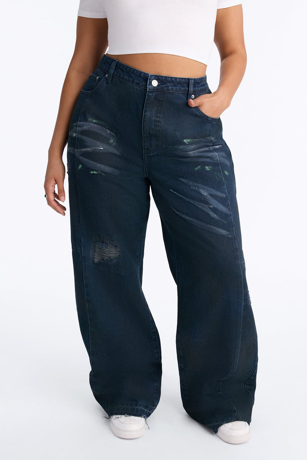 Bowery Baggy Ripped Jeans - Dark Wash