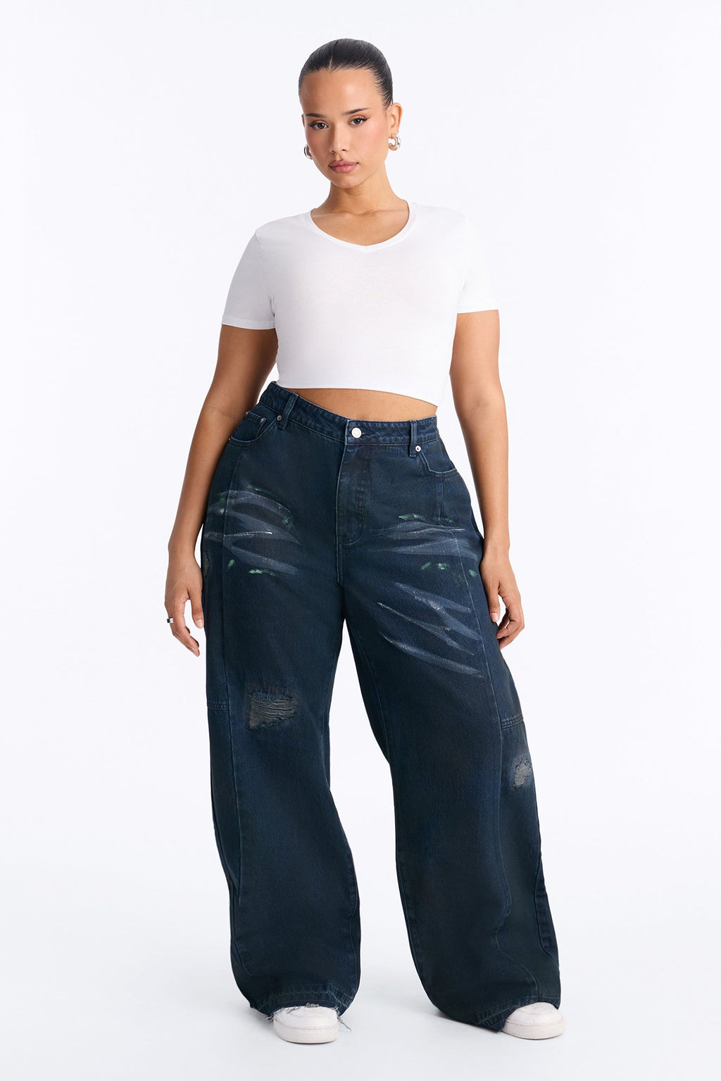 Bowery Baggy Ripped Jeans - Dark Wash