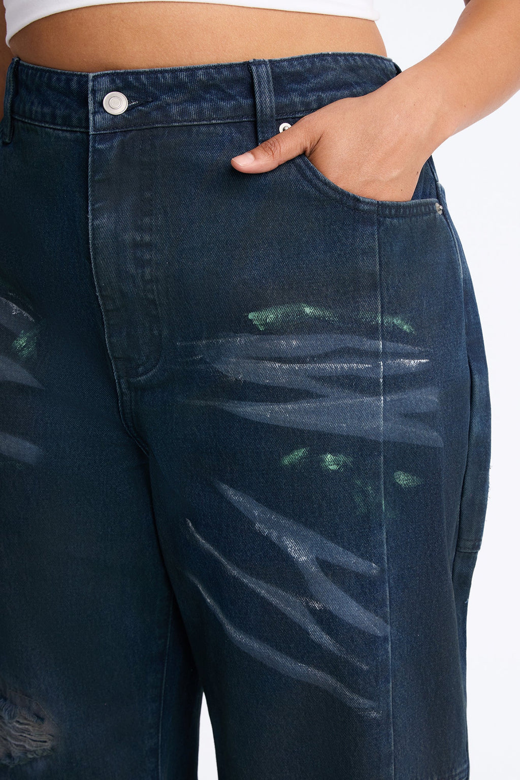 Bowery Baggy Ripped Jeans - Dark Wash