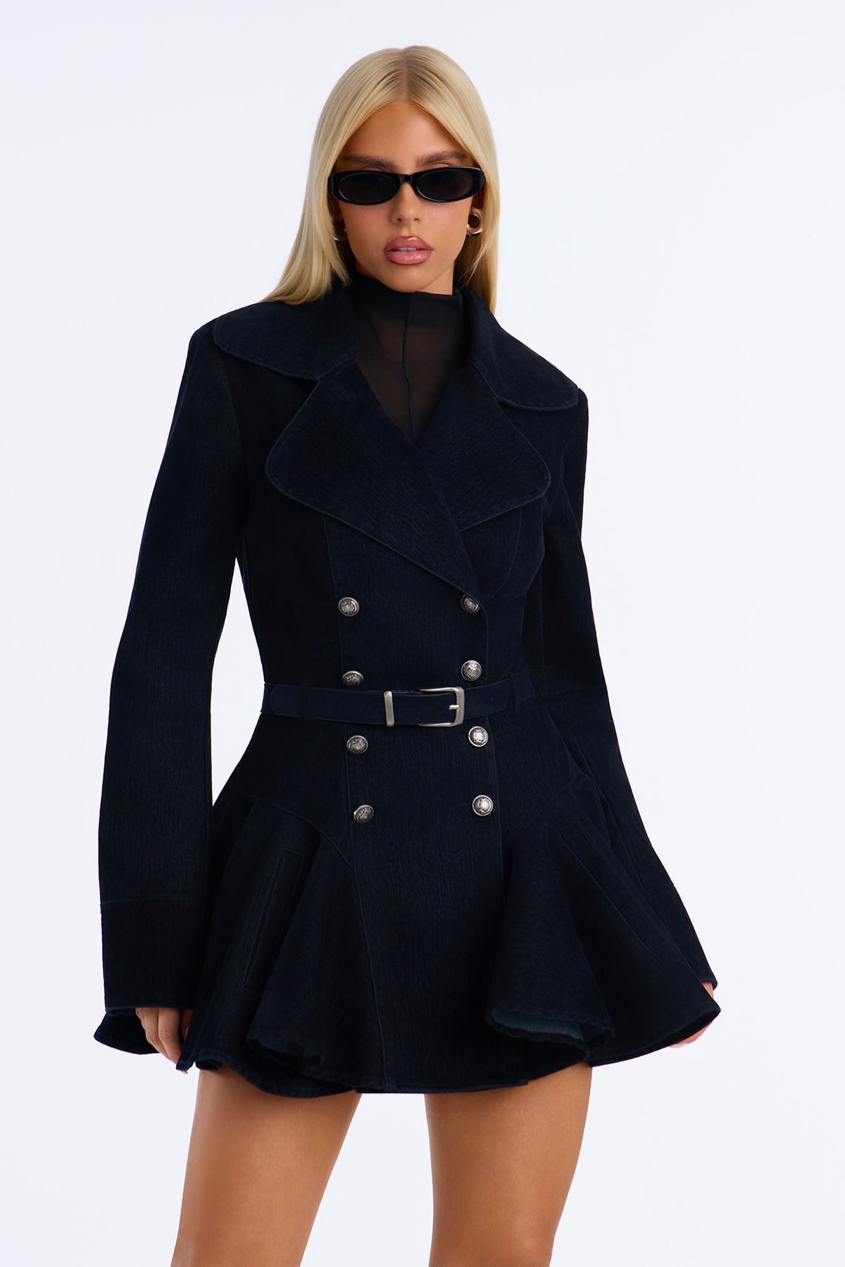 Villain Era Military Flocked Denim Jacket - Black