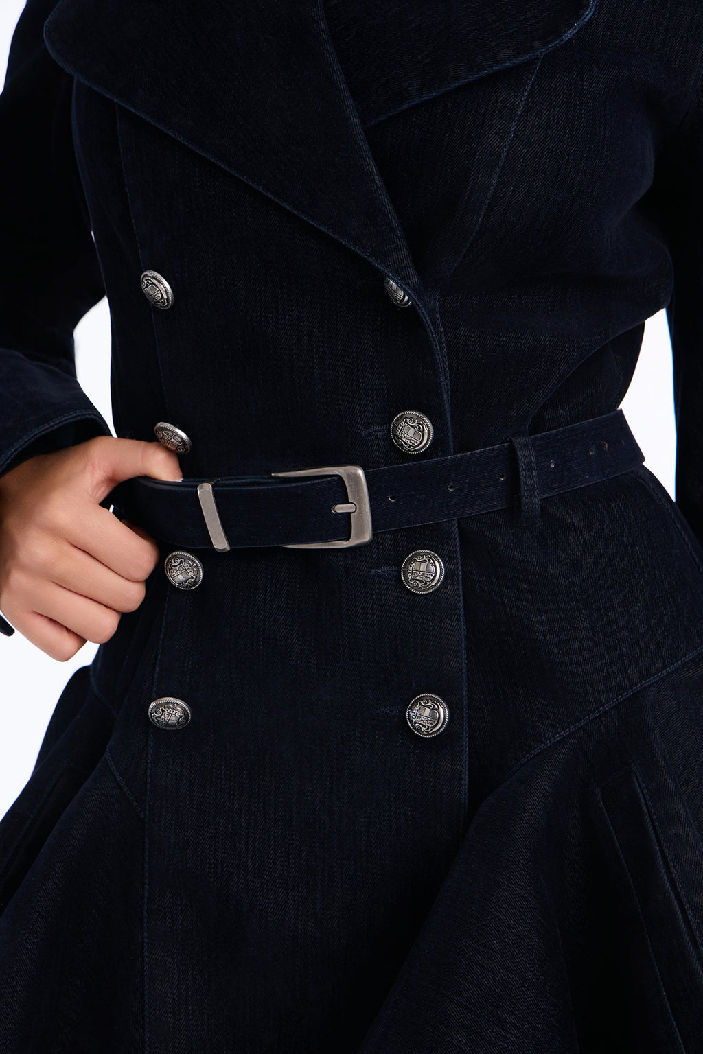 Villain Era Military Flocked Denim Jacket - Black