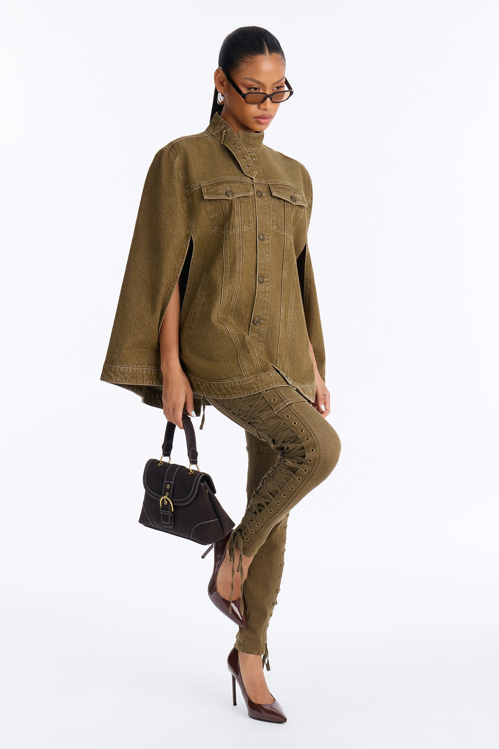 All Shows Poncho Denim Jacket - Olive