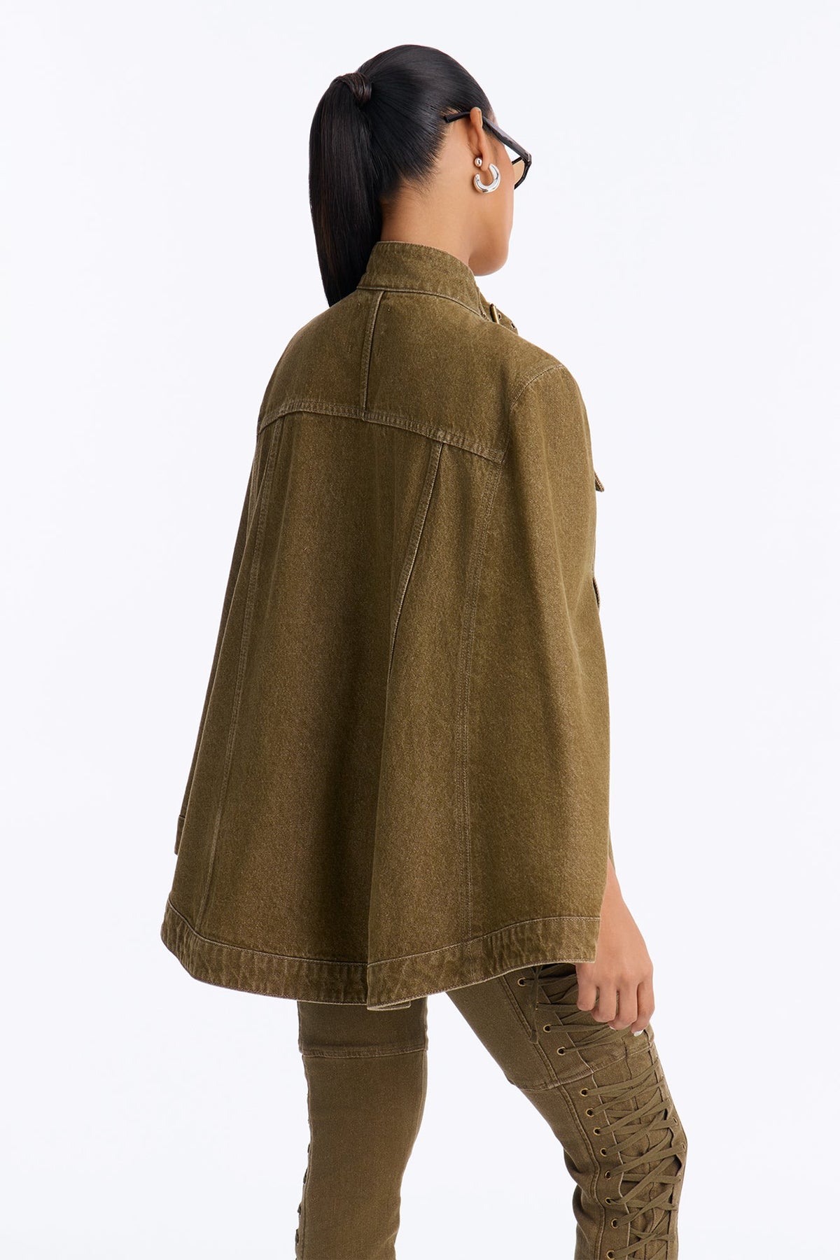 All Shows Poncho Denim Jacket - Olive