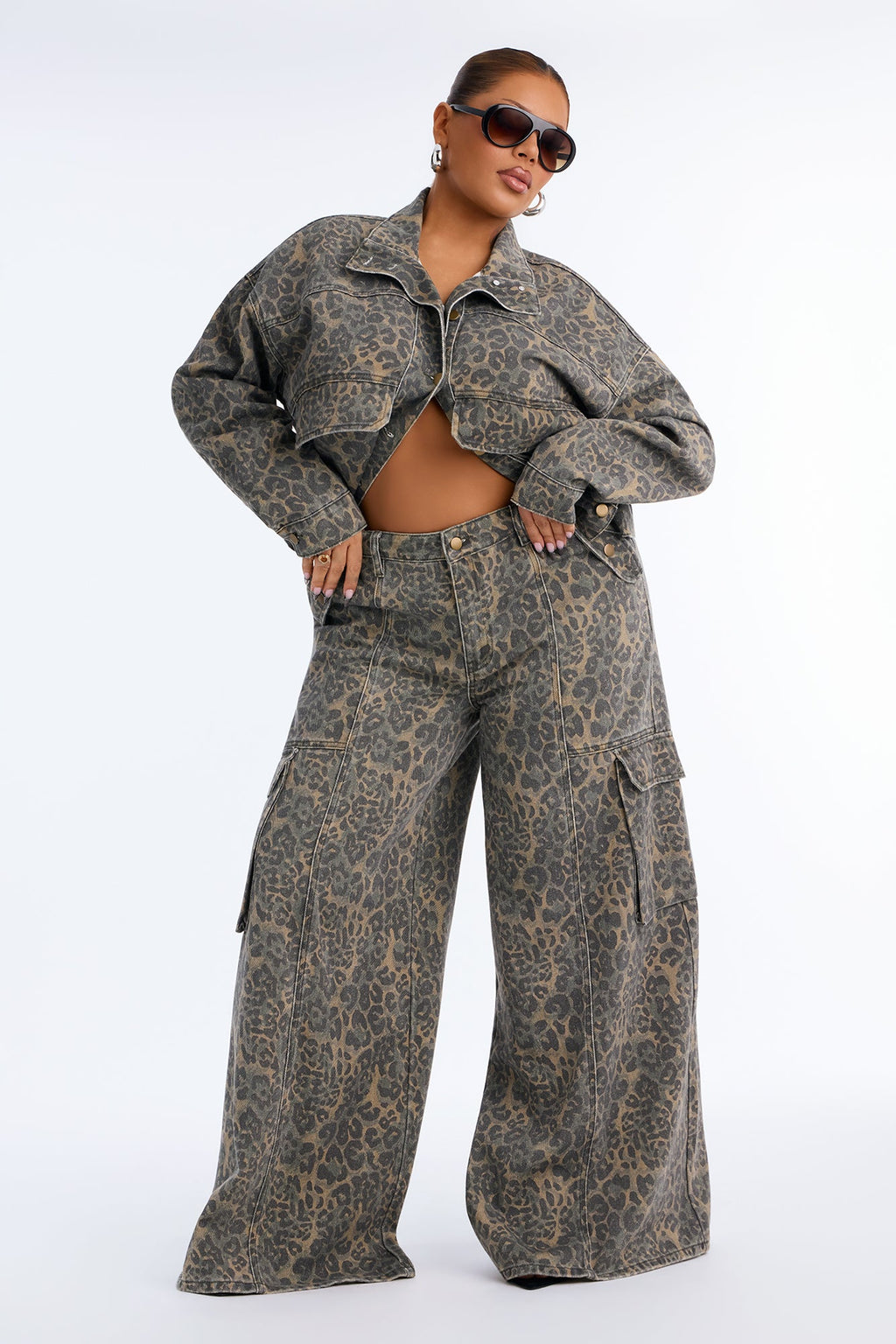 Opening Day Leopard Camo Cargo Denim Jacket - Olive/combo