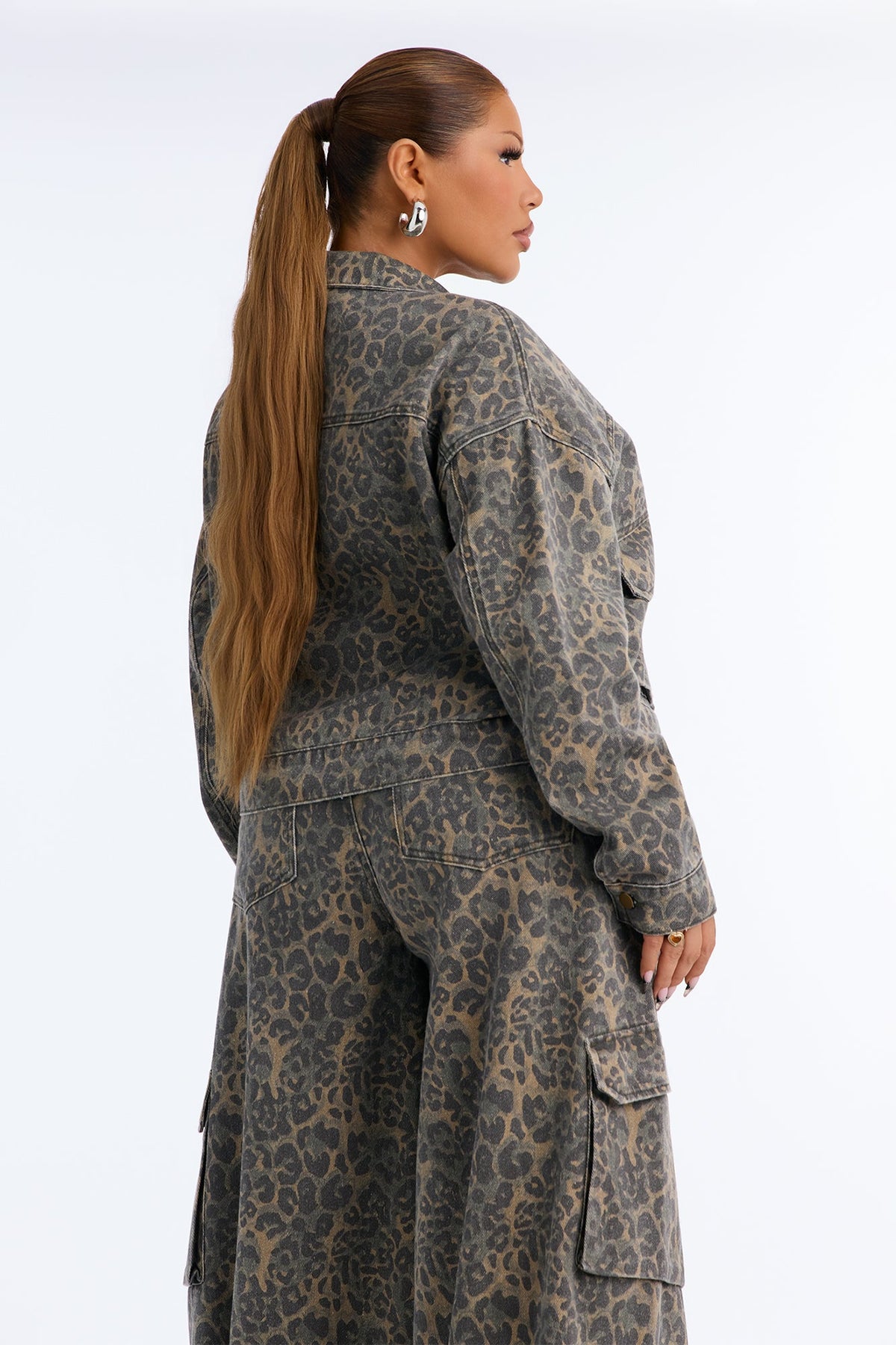 Opening Day Leopard Camo Cargo Denim Jacket - Olive/combo