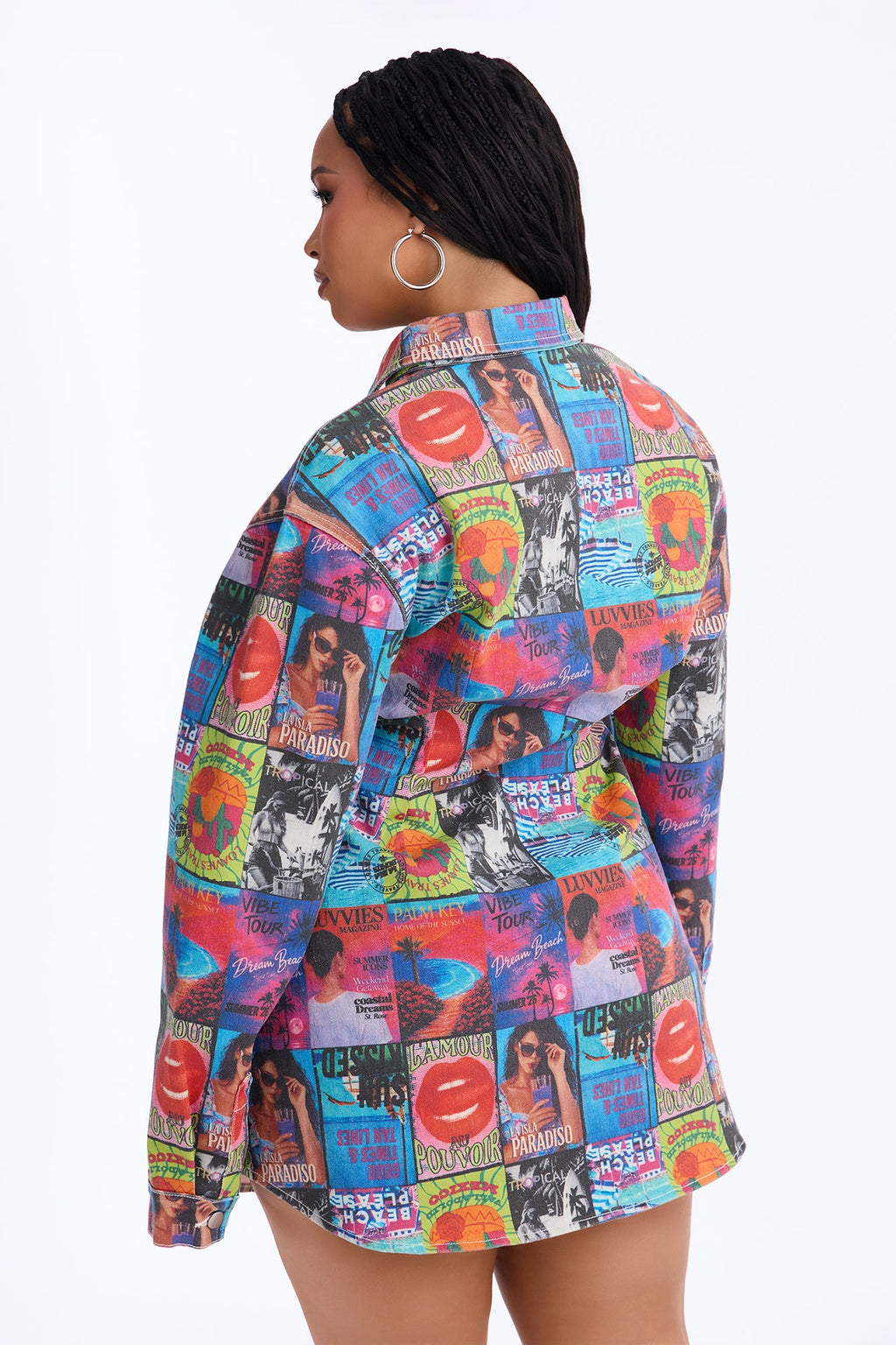 Editorial Muse Printed Denim Mini Dress - Multi Color