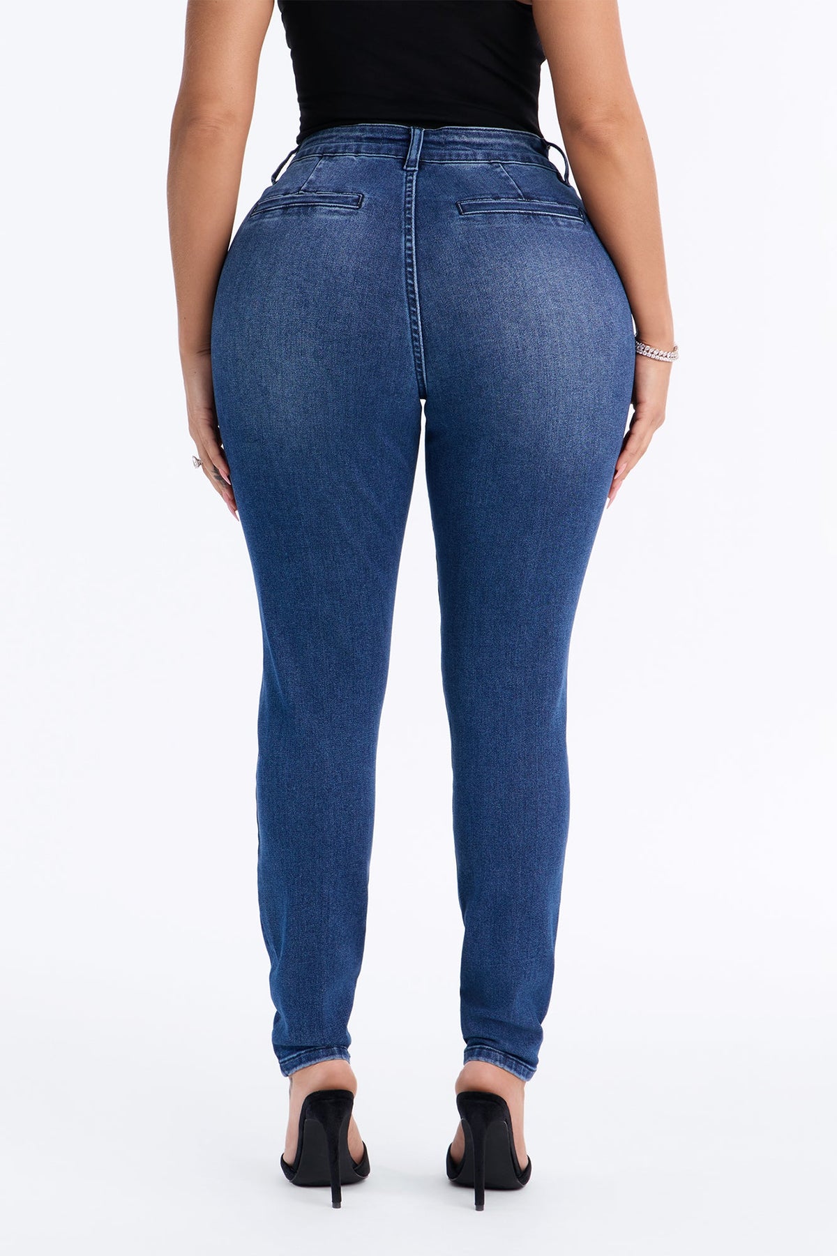 The Uptown Pintuck High Rise Stretch Skinny Jeans - Dark Wash