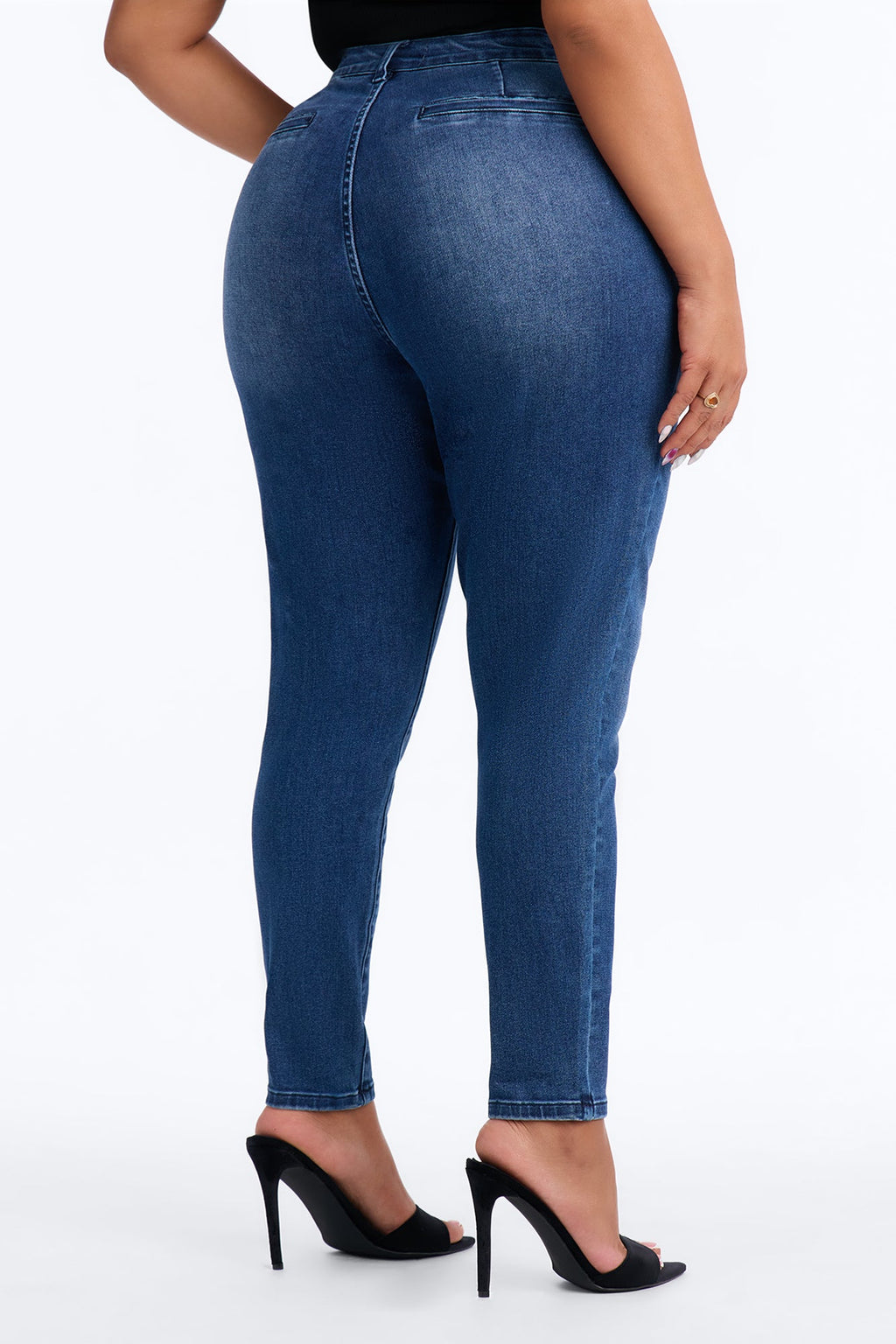 The Uptown Pintuck High Rise Stretch Skinny Jeans - Dark Wash