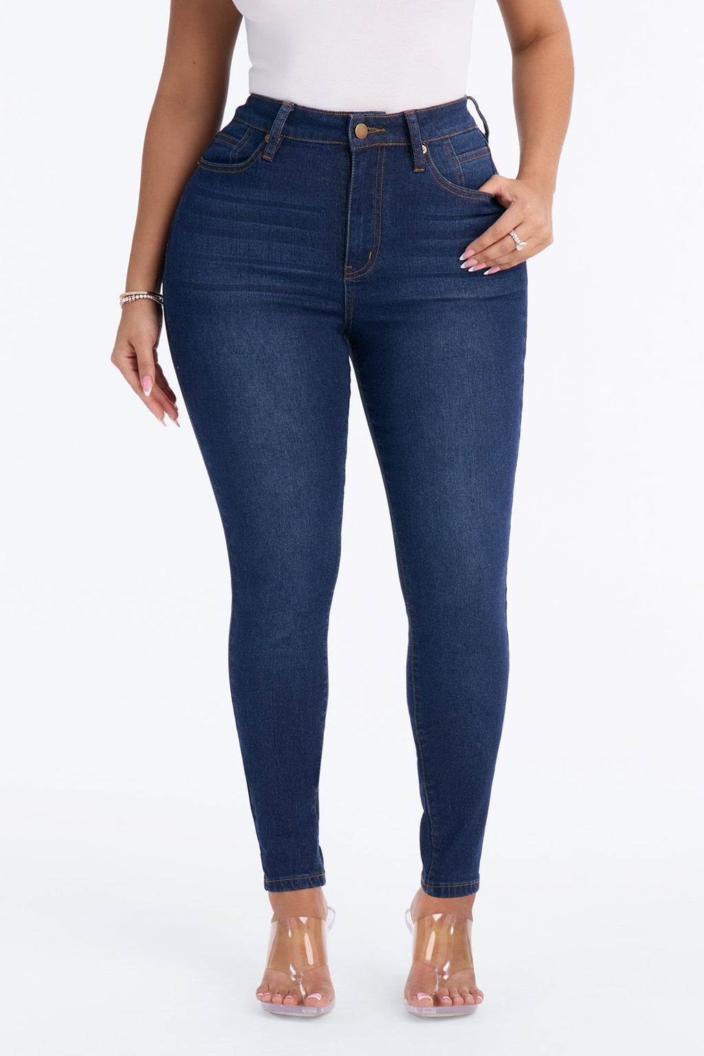 Truly Iconic High Rise Sculpting Stretch Skinny Jeans - Dark Wash