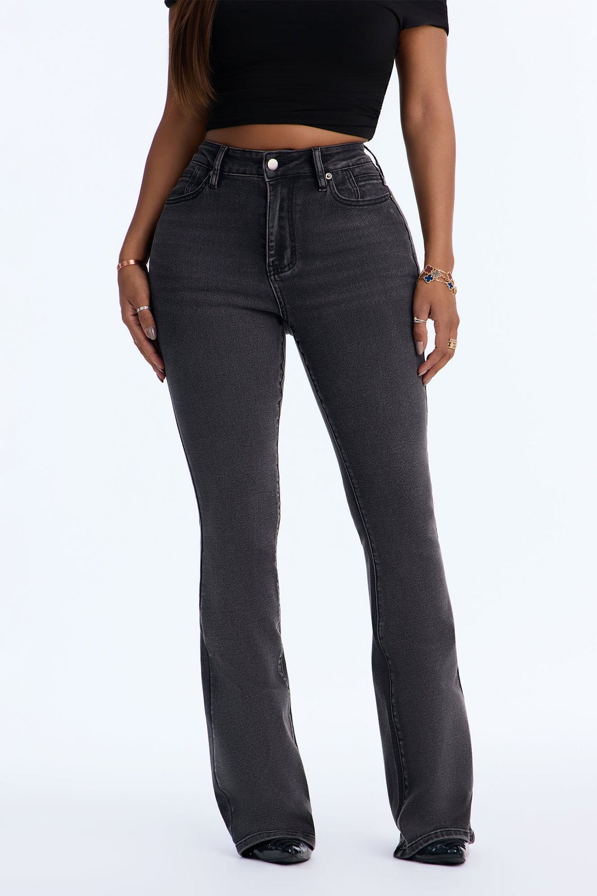 Truly Iconic High Rise Sculpting Stretch Flare Jeans - Black Wash