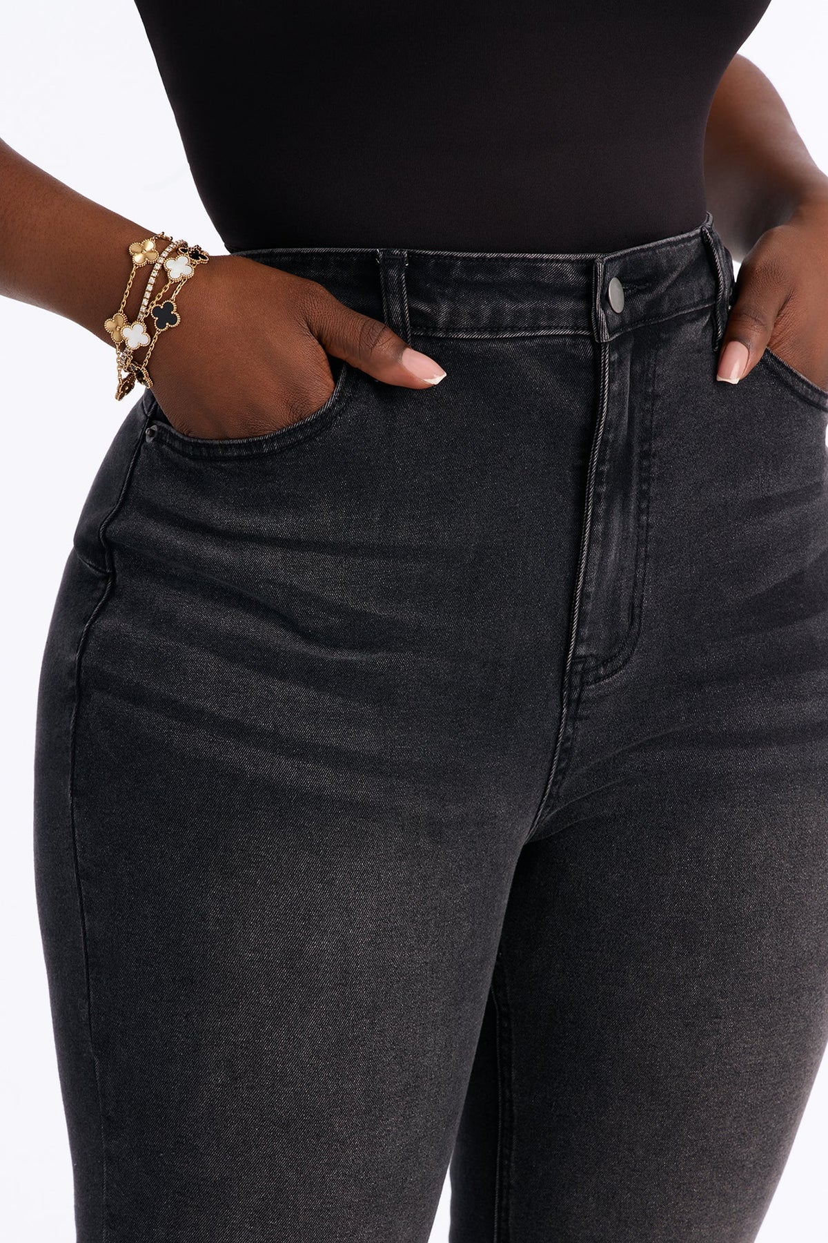 Classic Curvy High Rise Stretch Capri Skinny Jeans - Black Wash