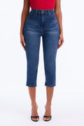 Classic Curvy High Rise Stretch Capri Skinny Jeans - Dark Wash