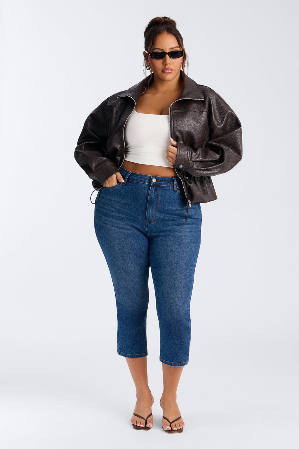Classic Curvy High Rise Stretch Capri Skinny Jeans - Dark Wash