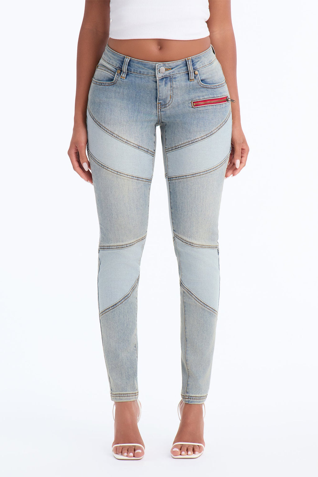 Behind The Scenes Stretch Low Rise Skinny Jeans - Light Wash
