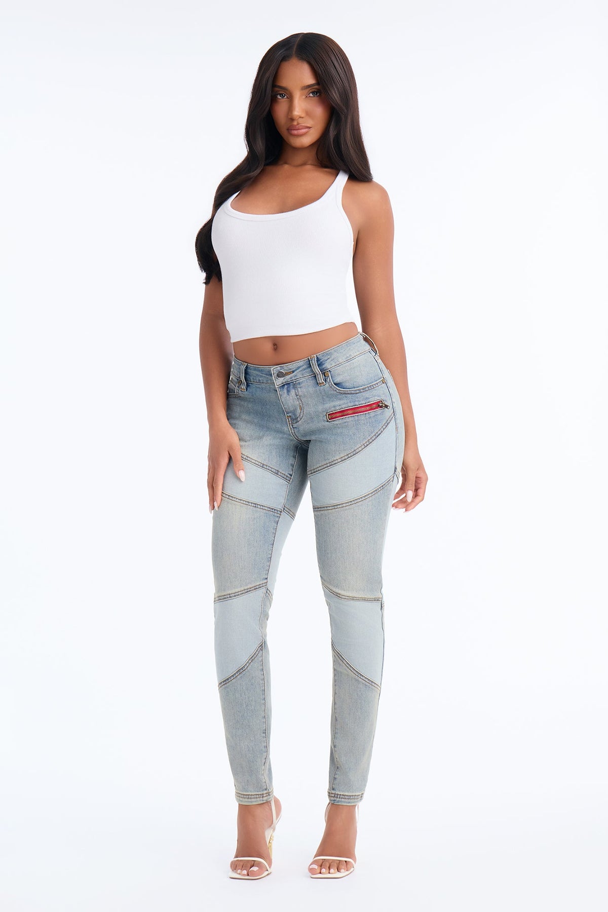 Behind The Scenes Stretch Low Rise Skinny Jeans - Light Wash