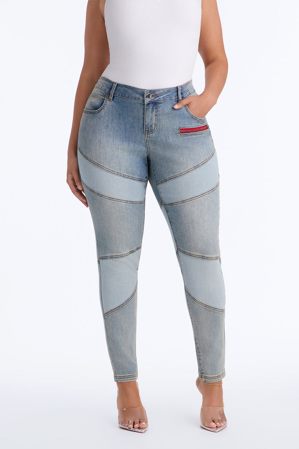 Behind The Scenes Stretch Low Rise Skinny Jeans - Light Wash