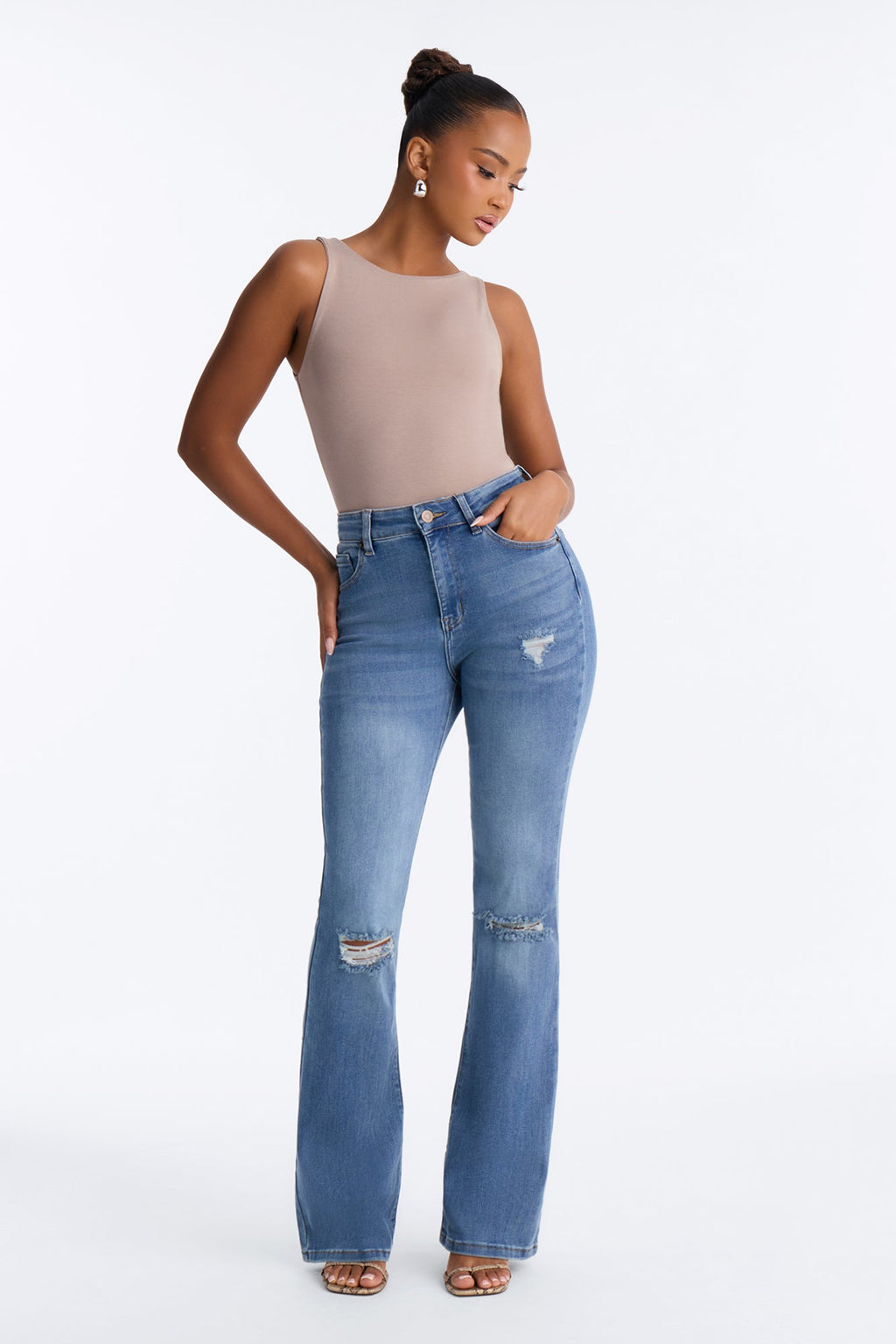 Attention Seeker Soft Stretch Flare Jeans - Medium Wash