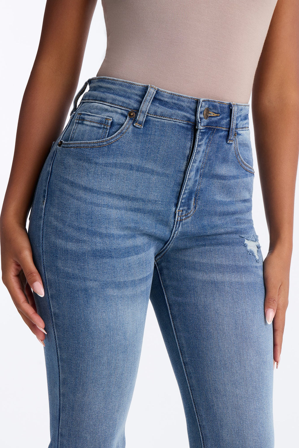 Attention Seeker Soft Stretch Flare Jeans - Medium Wash