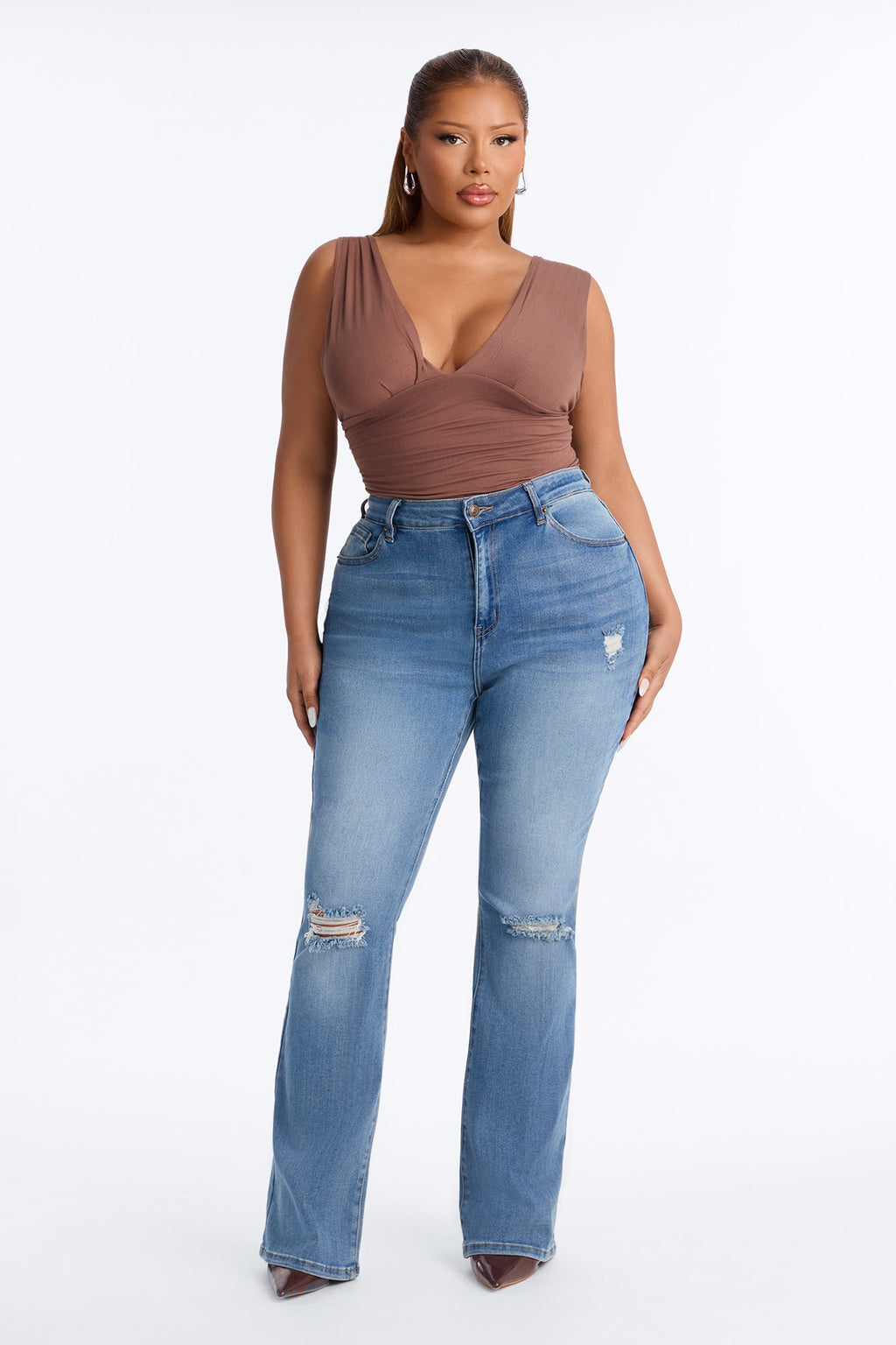Attention Seeker Soft Stretch Flare Jeans - Medium Wash