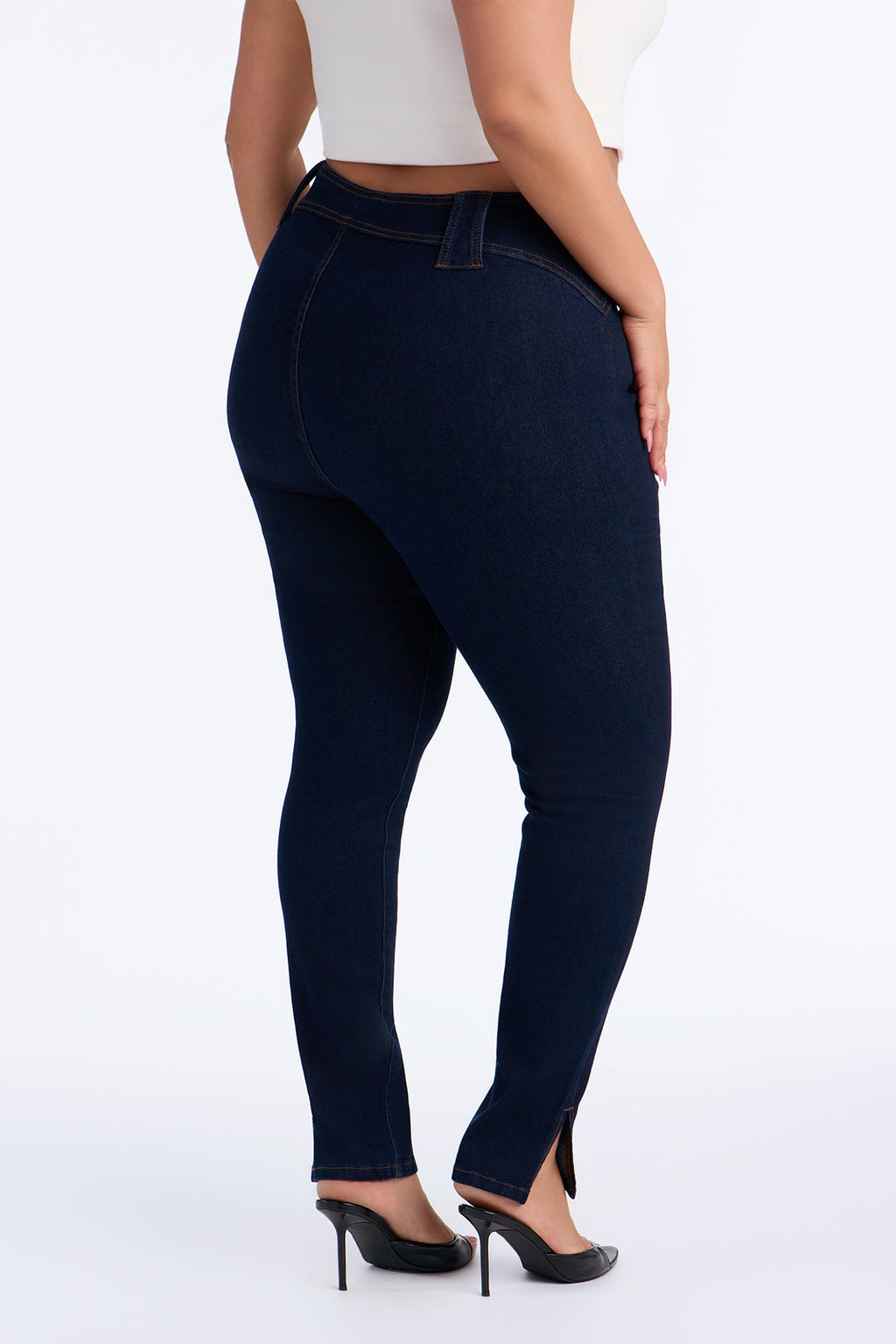 Hit It Compression Stretch High Rise Skinny Jeans - Dark Wash