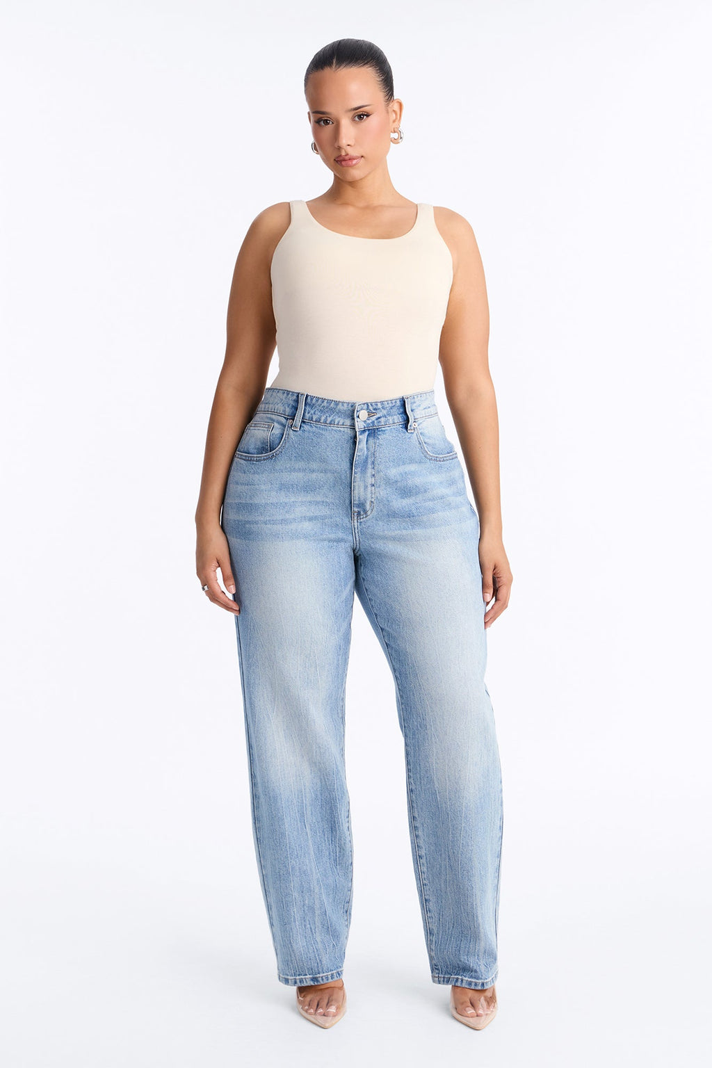 Everday Icon High Rise Stretch Straight Leg Jeans - Medium Wash