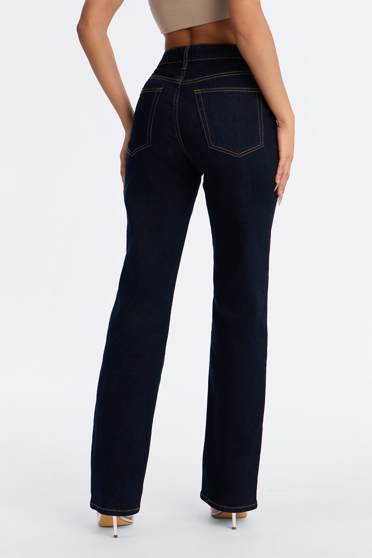 The Favorite High Rise Stretch Straight Leg Jeans - Dark Denim