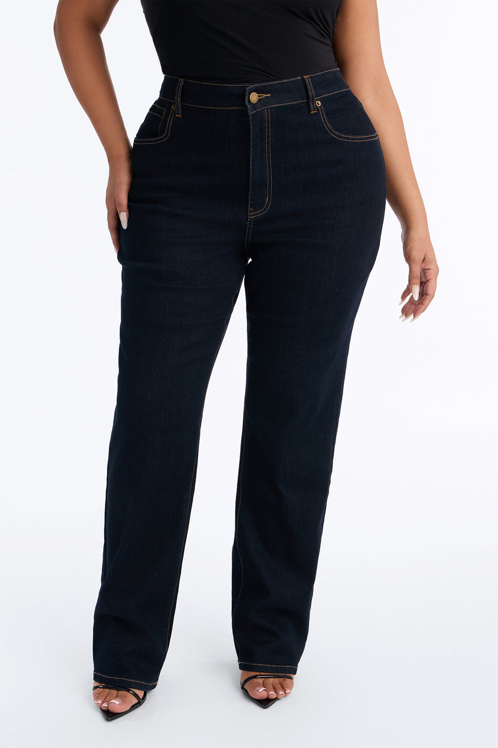 The Favorite High Rise Stretch Straight Leg Jeans - Dark Denim