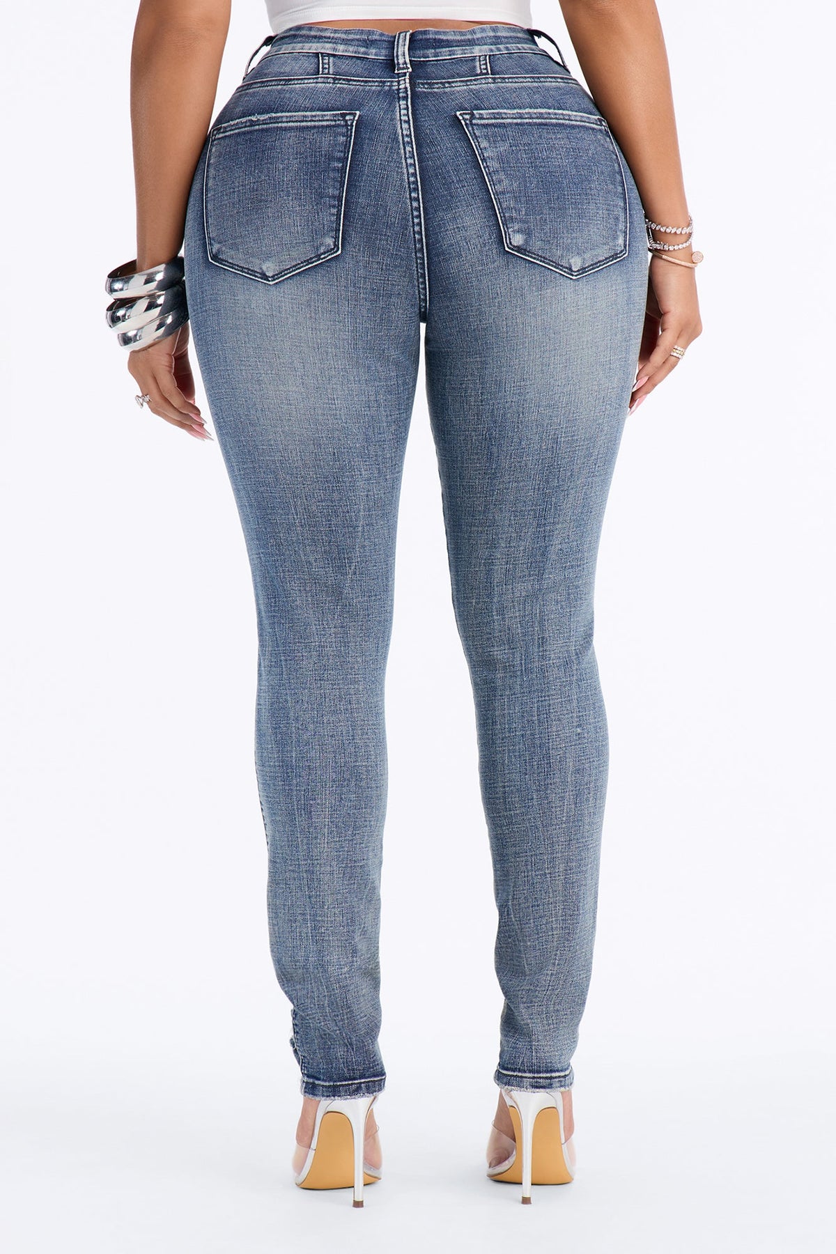 Long Story Short Ripped Sculpting Stretch Skinny Jeans - Medium Wash