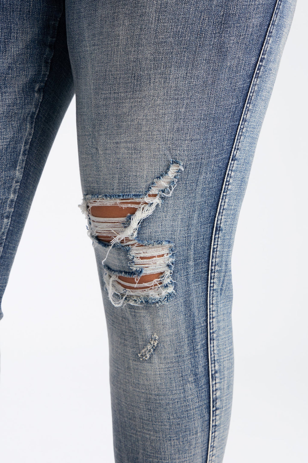 Long Story Short Ripped Sculpting Stretch Skinny Jeans - Medium Wash