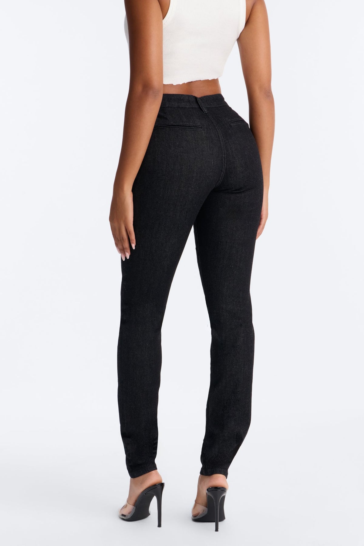 You Feel Me Stacked Long Length Stretch Skinny Jeans - Black
