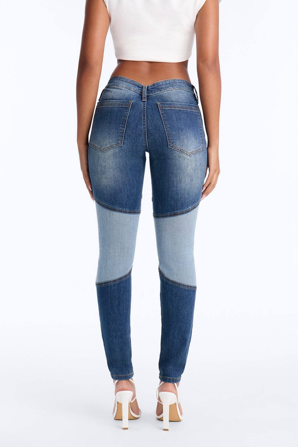 Such A Sweetheart Back Dip Stretch Low Rise Skinny Jeans - Dark Wash